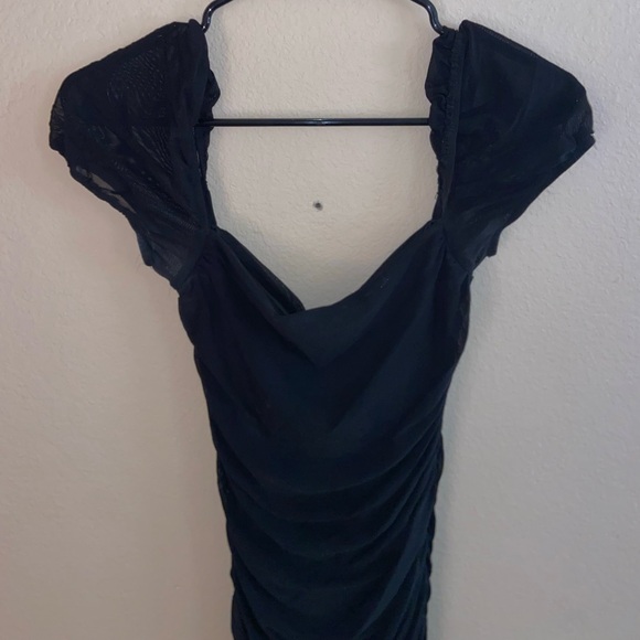 Princess Polly y2k Black Charvi Mini Dress puffer see thru sleeve grunge skirt - Picture 7 of 13